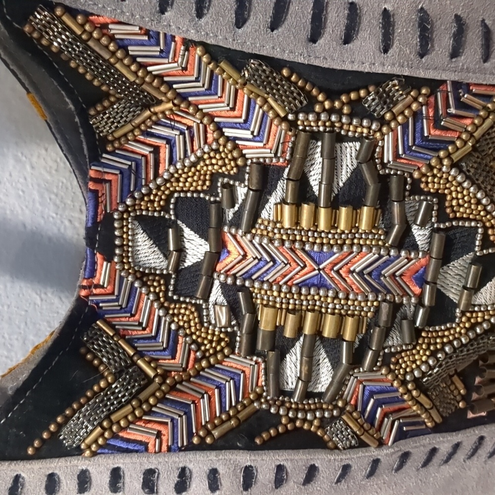 Free People Leather Beaded Patchwork Braid Strap … - image 7